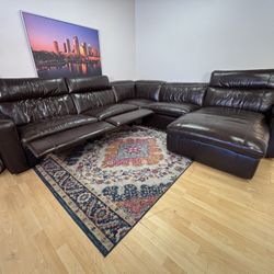 American Signature Leather Power Reclining Sectional