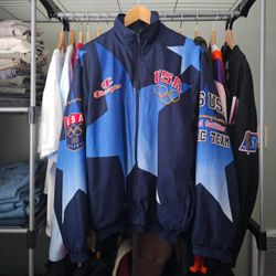 Vintage Champion Men's Team USA Atlanta Olympic Zip Up Windbreaker Size Large