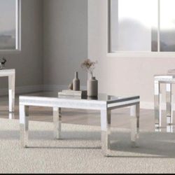 Modern Glass Mirrored Coffee Table Set of 3