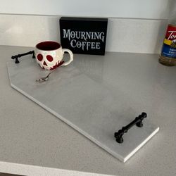 Coffin-Shaped Serving Tray with Black Handles