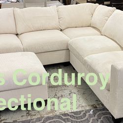 New Beige Corduroy Sectional Set (Finance and Delivery)