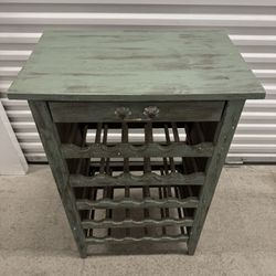 Rustic Wooden Wine Rack with Drawer – Distressed Green Finish