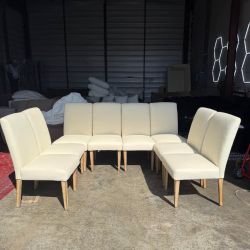 Modern Cream Dining Chairs Set of 8 w/ Slipcovers