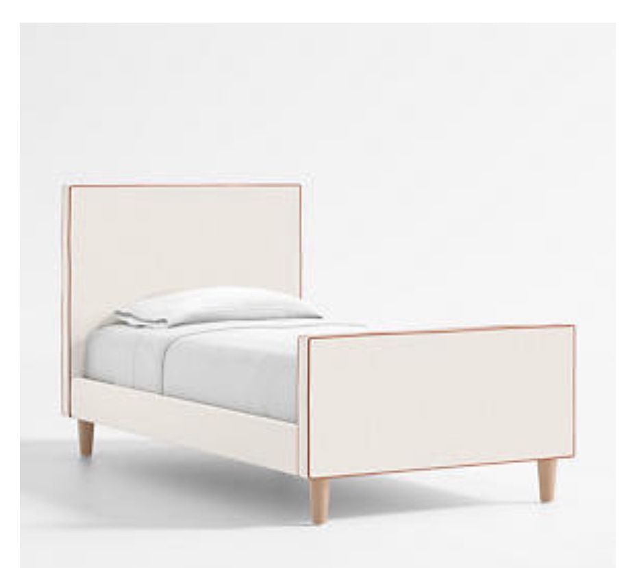 Crate Barel Linen Cream Twin Bed