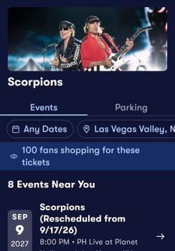 4 tickets to scorpions concert on 9/19
