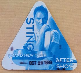 STING 1999 BRAND NEW WORLD TOUR AFTER SHOW BACKSTAGE PASS