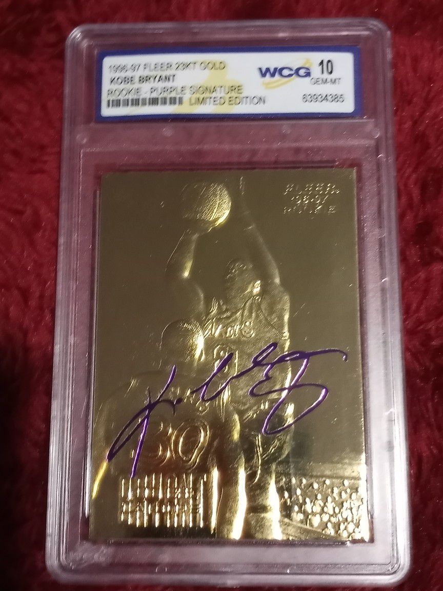 1(contact info removed) KOBE BRYANT 23KT GOLD CARD GEM MINT GRADE  #10. SIGNATURE SIGNED 