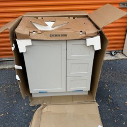 Project Source Davies 30-in Light Gray Single Sink Bathroom Vanity with White Cultured Marble Top (Fully Asse...