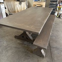 Hand Made Dining Table And Bench 