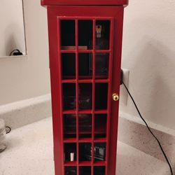 Red London 1930 Phone Booth 3 Tier Storage Cabinet