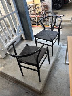 Black Wishbone Dining Chairs – Set of 2