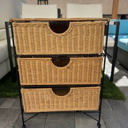 3 Drawer Rattan Storage Unit