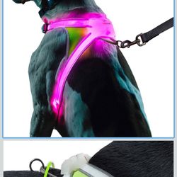 Noxgear LightHound – Revolutionary Illuminated and Reflective Harness for Dogs Including Multicolored LED Fiber Optics (USB Rechargeable, Adjustable, 