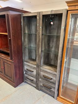 Grey narrow bookcase cabinets (in store)