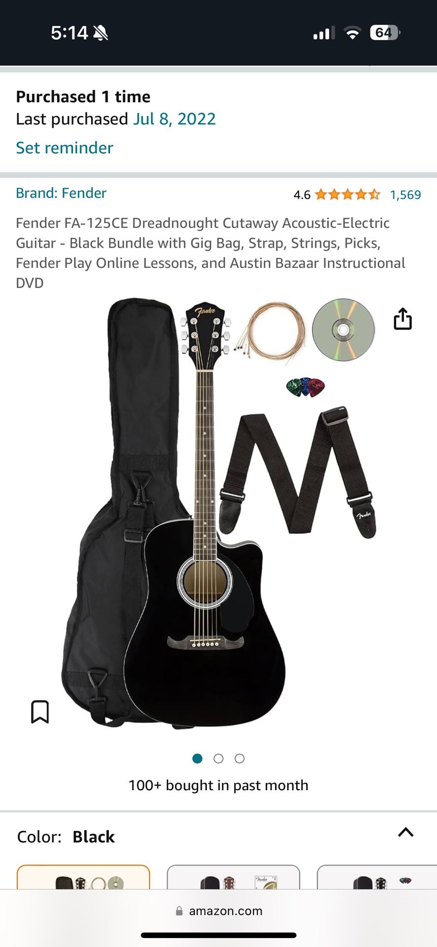 Fender Acoustic Guitar (Almost New) Original $250