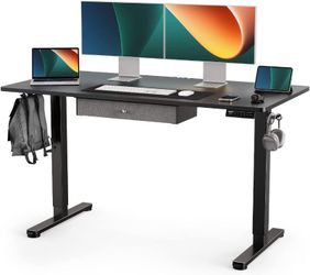 ErGear Electric Standing Desk With Drawer, Adjustable Height Sit Stand Up Desk, Home Office Desk Computer Workstation, 55x28 Inches, Black