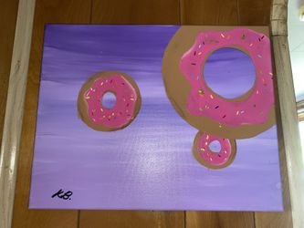 Flying Donut Acrylic Painting