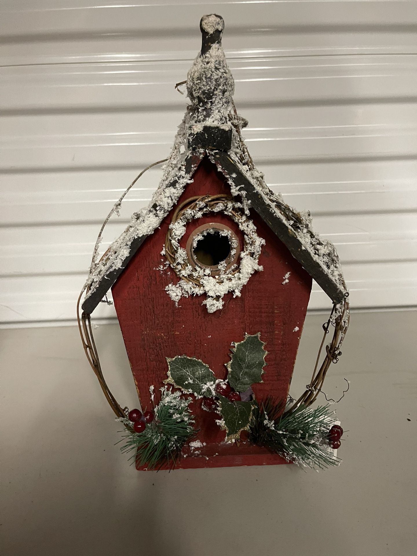 Red Holiday Bird House