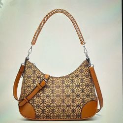 Patterned Hobo Shoulder Bag with Chain Handle