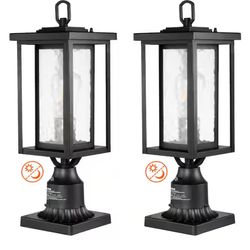 VEVOR 2 PCs Dusk to Dawn Outdoor Lamp Post Light Fixture 19.49 in Pole Pier Mount (Black)