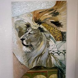 Abstract Lion Oil Painting On Canvas 