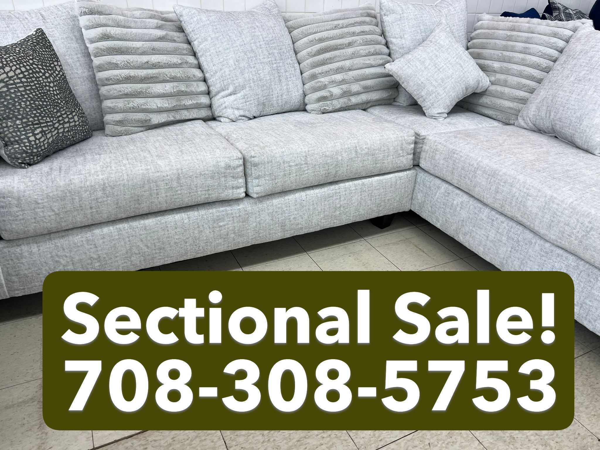 Beautiful Ash Grey Corduroy Sectional