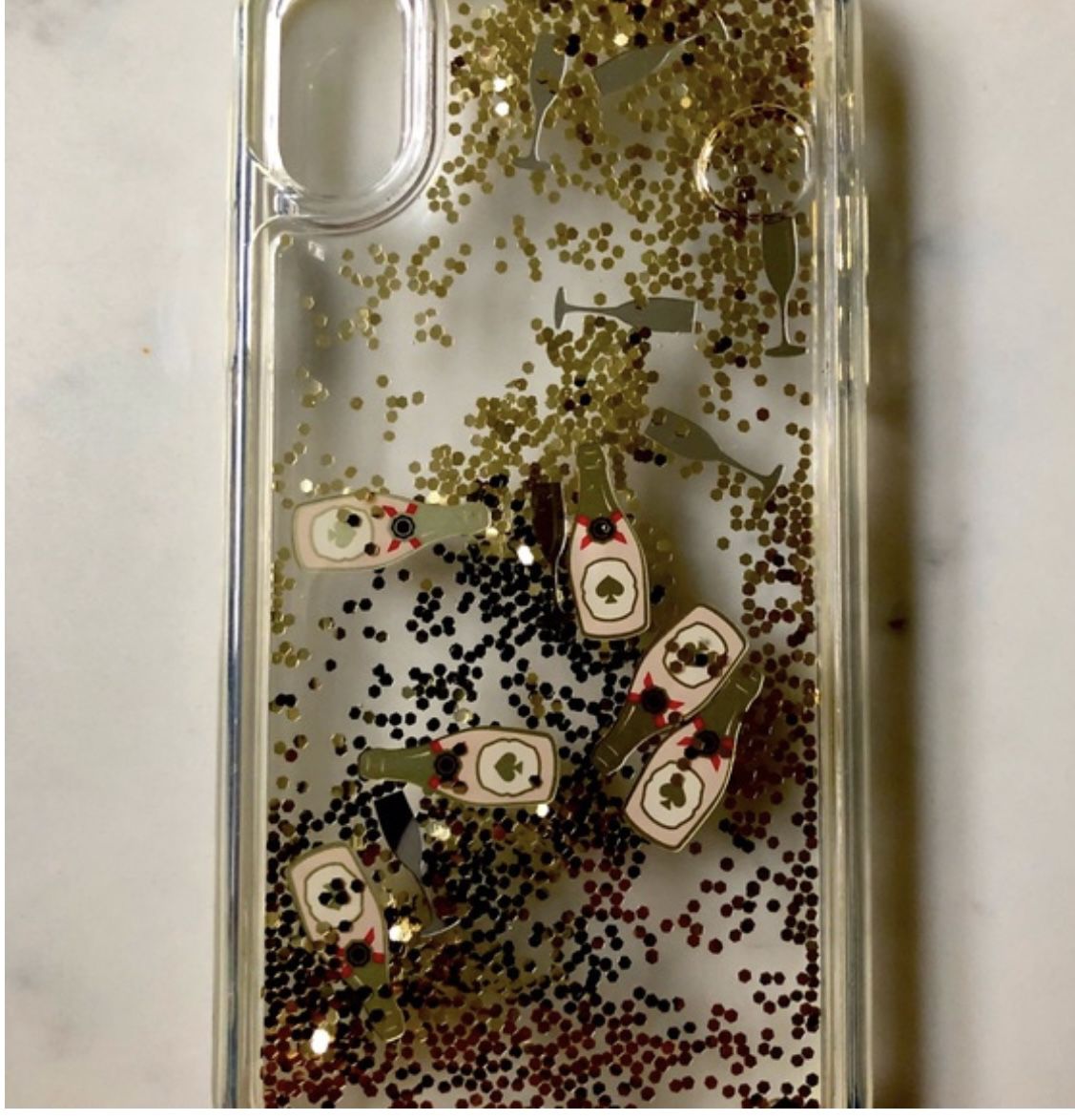 Kate Spade Liquid Glitter Case for Apple iPhone X - Clear/Gold/Champagne