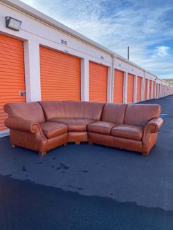 Brown Leather Sectional - DELIVERY AVAILABLE