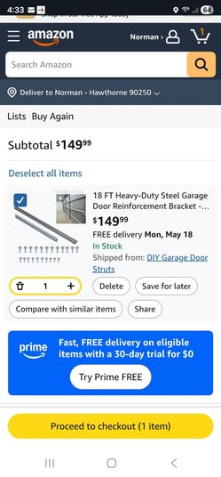 18ft 3 piece strut for garage door