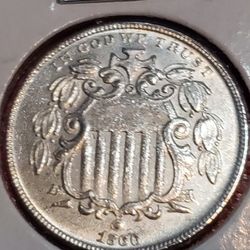 1966 USA SHIELD NICKEL 5 CENTS ANTIQUE RESTRIKE COIN 