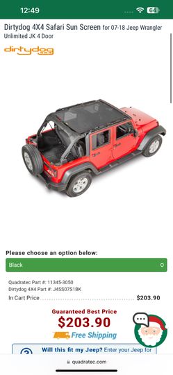 Jeep Wrangler Safari Sun Screen