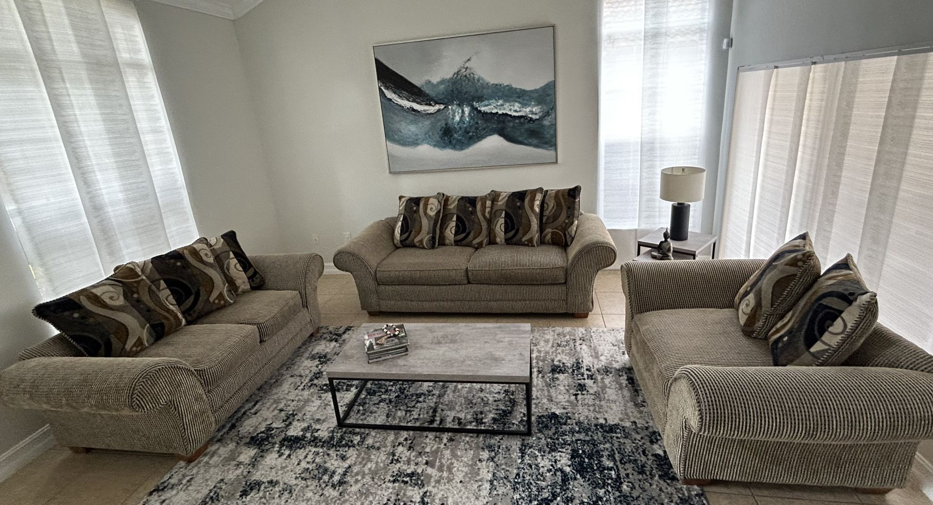 3 Piece Living Room set- Set de Sala de 3 piezas