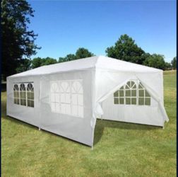 10 ft. x 20 ft. White Wedding Party Canopy Tent Outdoor Gazebo with 6-Removable Sidewalls&venta