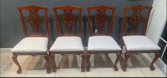 Wood Chippendale Dining Side Chairs (4)