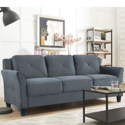 Lifestyle Solutions Hartford KD Sofa. This sofa is likely made of dark grey microfiber fabric.