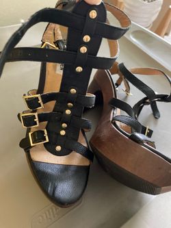 Black strap heels. Steve Madden size 6/7