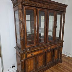 Solid Wood Traditional China Cabinet/Dining Hutch – Moving Sale