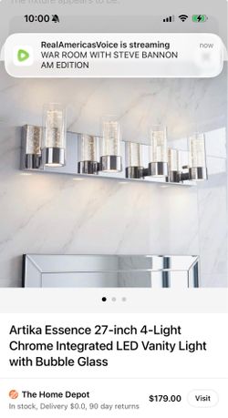(2) Avail - Artika Essence 27-inch 4-Light Chrome Integrated LED Vanity Light with Bubble Glass