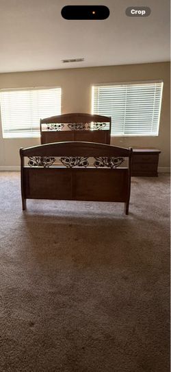 Queen wood bed frame