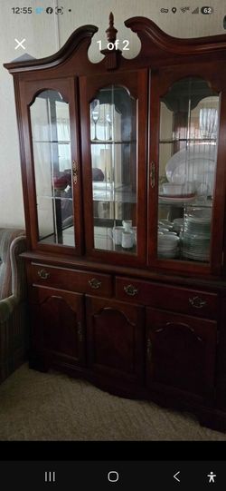 Cherry Wood China Cabinet Hutch