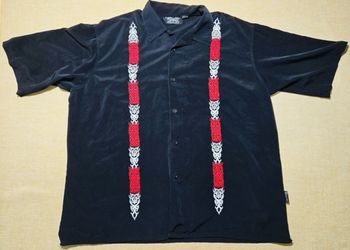 Dragonfly Camp Black Short Sleeve Embroidered Button Up Shirt Mens Size M