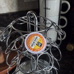 Chrome Keurig Cup Pod Holder K-Cup Carousel Rack Turns Lazy Susan Style
