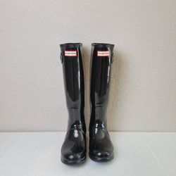 Authentic Hunter Original Gloss Knee High Women's Tall Rain Boots Size 6 Black
