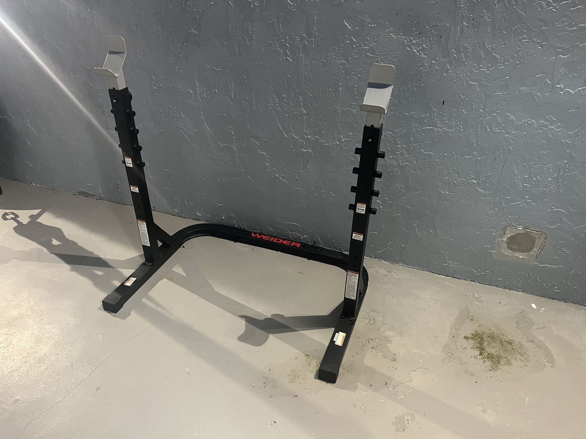 Bench Press/ Squat Weight Rack, Flat Bench, Weights And Barbell
