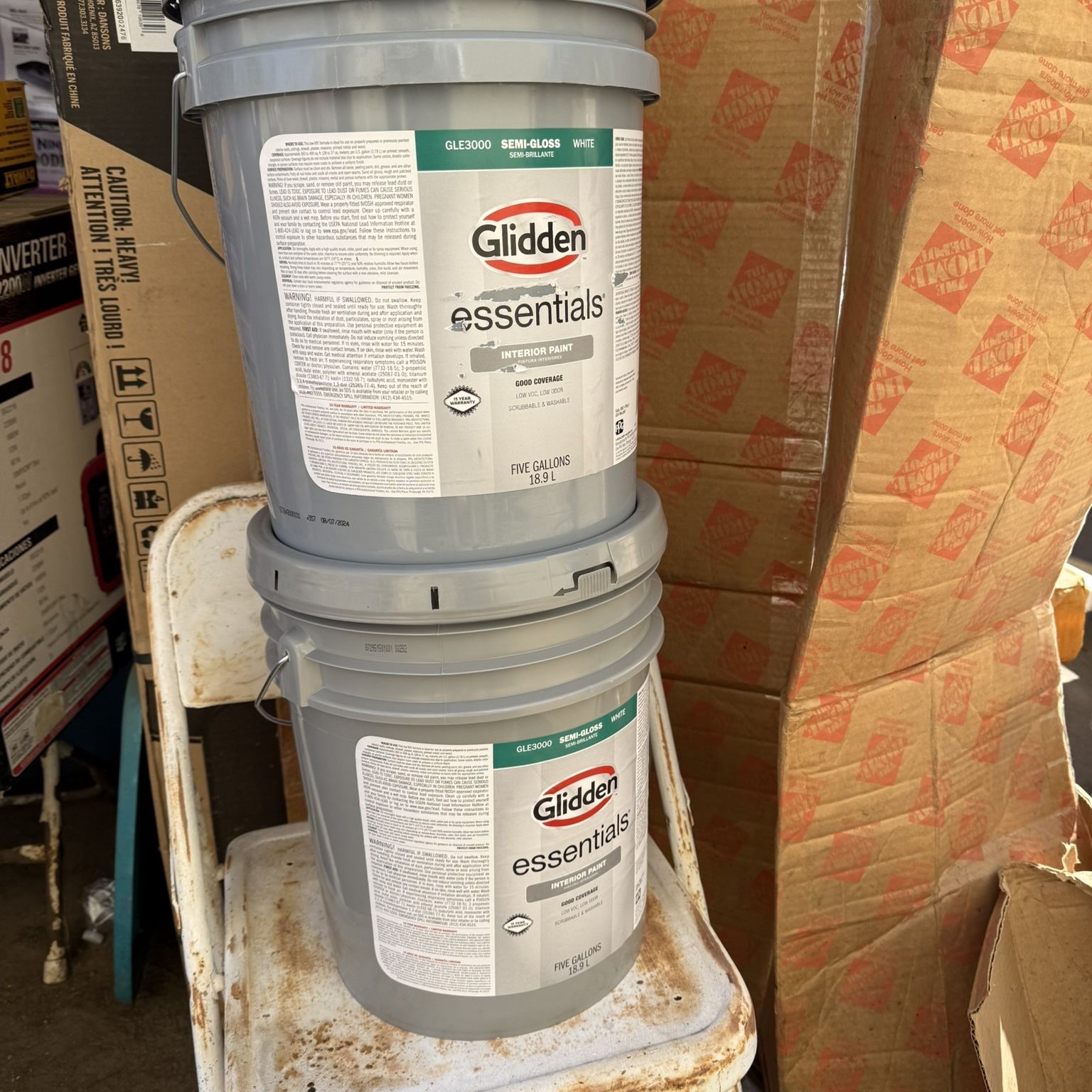Glidden Essentials 5 gal. White Semi-Gloss Interior Paint for Sale in ...