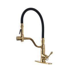 Single Handle Brass High Arc Pull Down Sprayer Kitchen Faucet