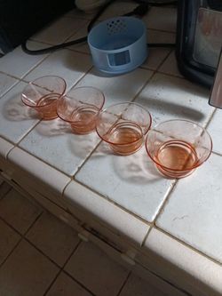 Rose colored glass dessert cups
