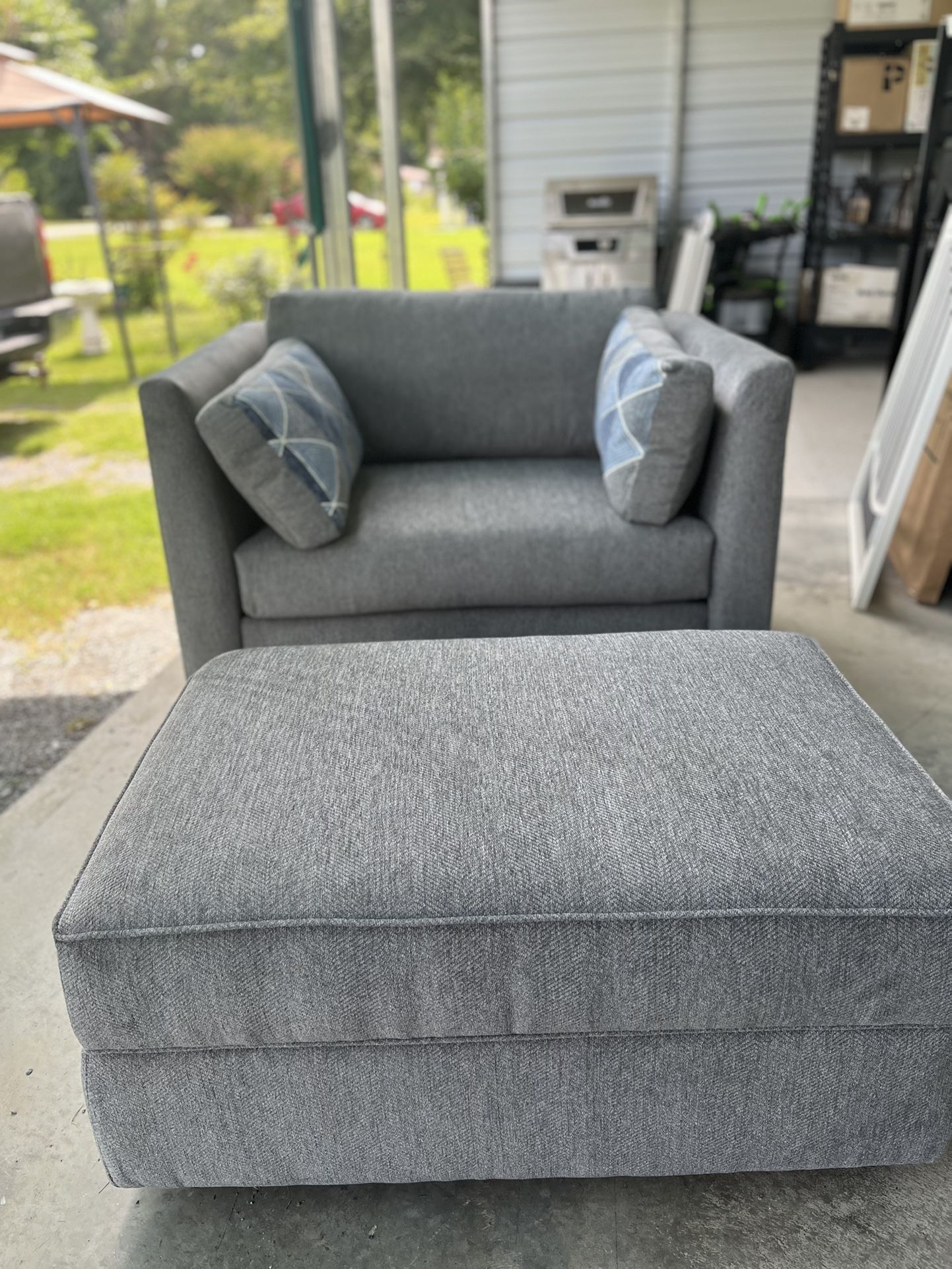 Grey Oversized Chair And Ottoman
