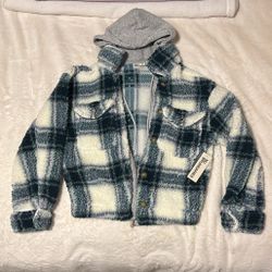No Boundaries Plush Hoodie Shacket - XS (0-2)