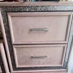 Pink & Glitter 2-Drawer Nightstand - Glam Style! 